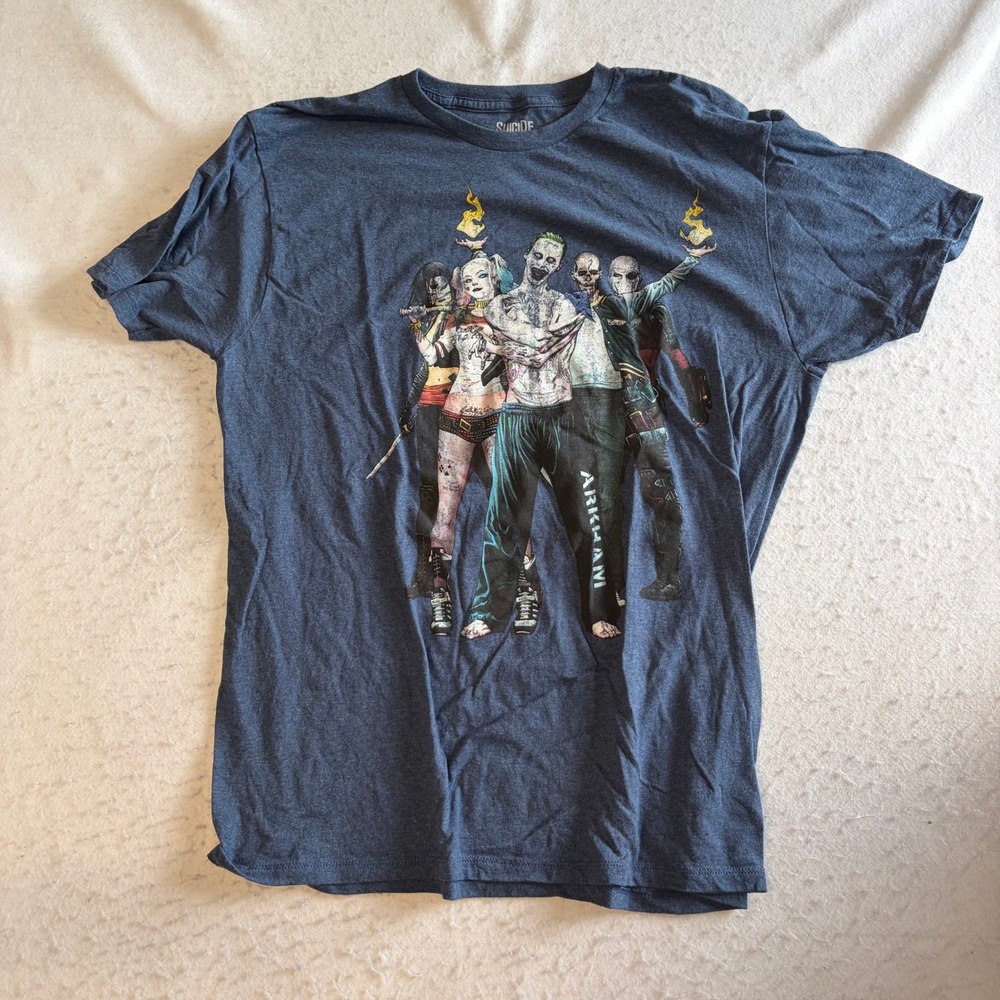 Suicide Squad T-Shirt Mens XL Blue Graphic Print Crew Neck Short Sleeve DC